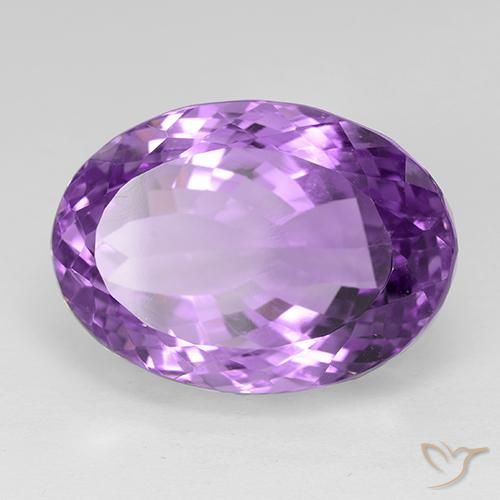 Amatista Violeta rosáceo oscuro natural de 29.67 ct, Ovalada, IF