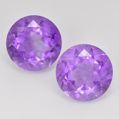 Gemas de amatista violeta claro medio natural de 3,56 ct, corte redondo, VS