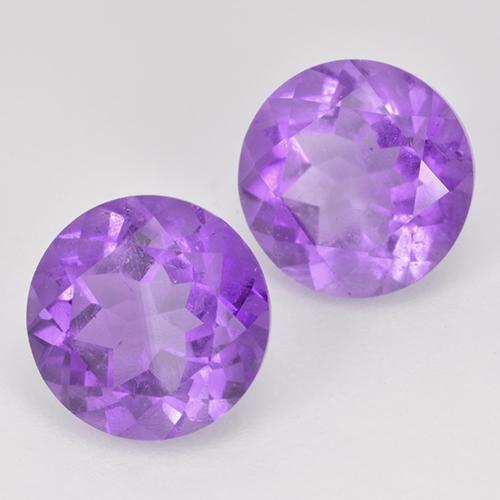 Gemas de amatista violeta claro medio natural de 3,56 ct, corte redondo, VS