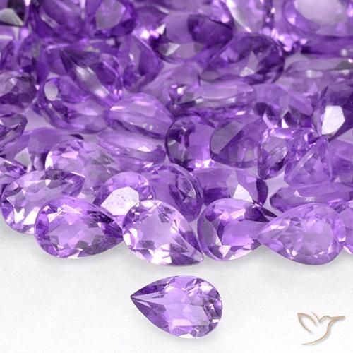 Amatista Violeta púrpura intenso natural de 0.38 ct, En forma de pera, VVS-VS
