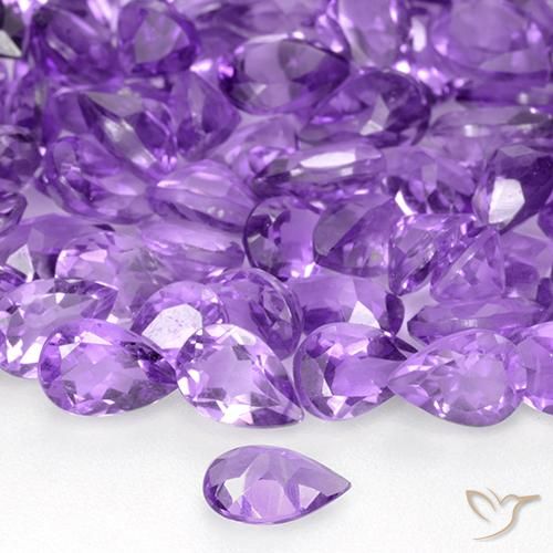 Amatista Violeta púrpura intenso natural de 0.38 ct, En forma de pera, VVS-VS