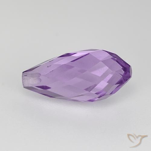 Amatista Violeta oscuro natural de 3.42 ct, Corte Briolette, VS