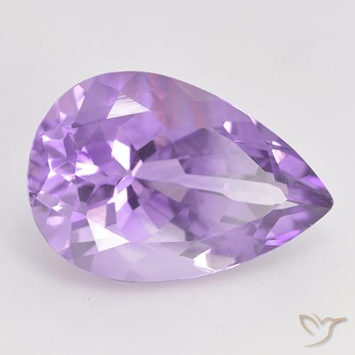 Amatista Violeta medio natural de 5.68 ct, En forma de pera, VVS-VS