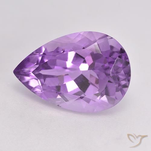 Amatista Violeta púrpura medio natural de 5.68 ct, En forma de pera, VVS-VS