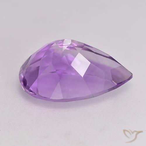 Amatista Violeta púrpura medio natural de 5.68 ct, En forma de pera, VVS-VS