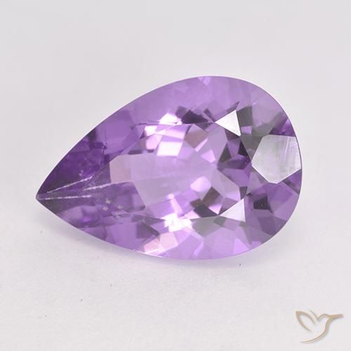 Amatista Violeta medio natural de 4.82 ct, En forma de pera, VVS-VS