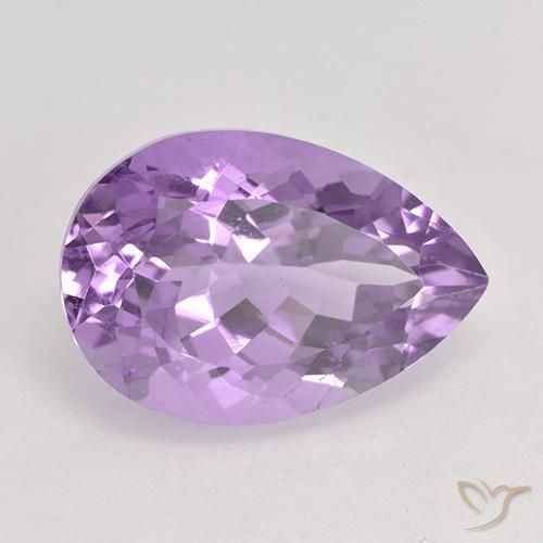 Amatista Violeta medio natural de 6.41 ct, En forma de pera, VS