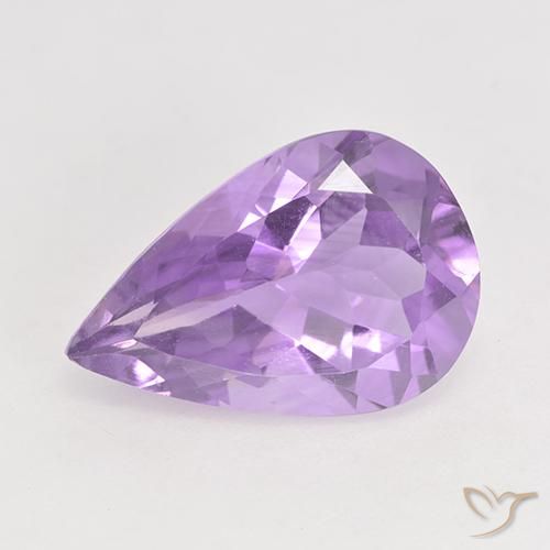 Amatista Violeta medio natural de 4.32 ct, En forma de pera, VVS-VS