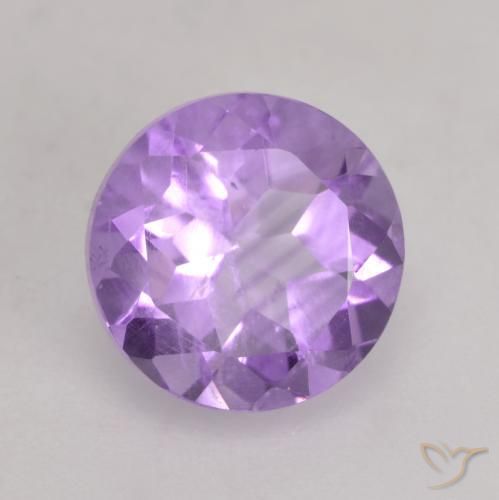 Amatista Violeta medio natural de 1.22 ct, Redondo, VS