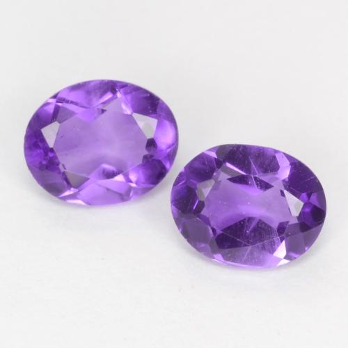 Gemas de amatista violeta vívido natural de 0,55 ct, corte óvalo, VVS-VS