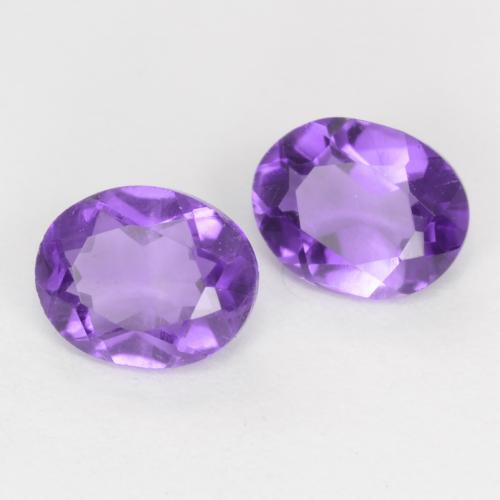 Gemas de amatista violeta vívido natural de 0,55 ct, corte óvalo, VVS-VS