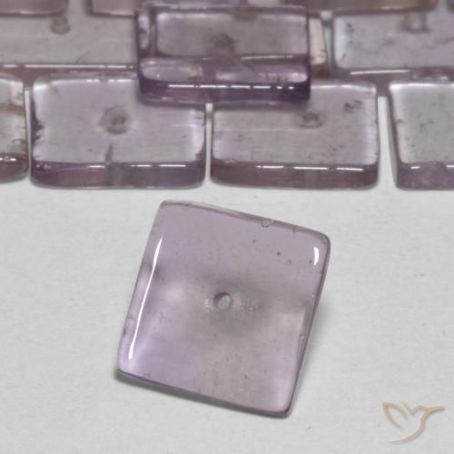 Gemas de Amatista Violeta grisáceo natural de 15.44 ct, Cuadrado, Transparente