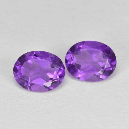 Gemas de Amatista Violeta oscuro medio natural de 0.62 ct, Corte Óvalo, VVS-VS