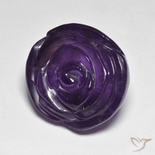 Amatista Violeta oscuro natural de 28.28 ct, Corte Flor, Translúcido