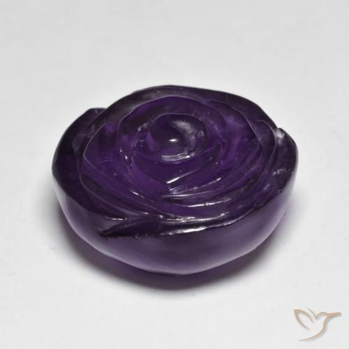 Amatista Violeta oscuro natural de 28.28 ct, Corte Flor, Translúcido