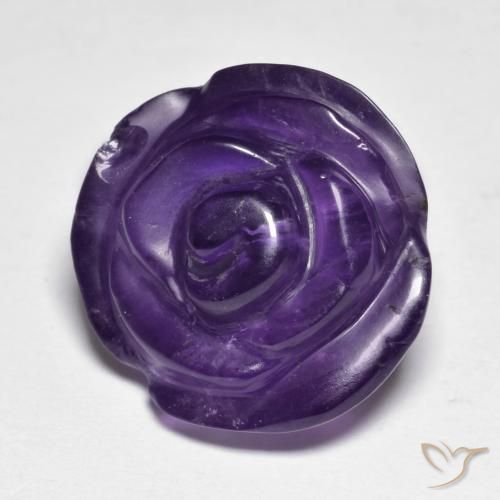 Amatista Violeta medio natural de 15.17 ct, Corte Flor, Translúcido