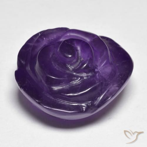 Amatista Violeta medio natural de 15.17 ct, Corte Flor, Translúcido