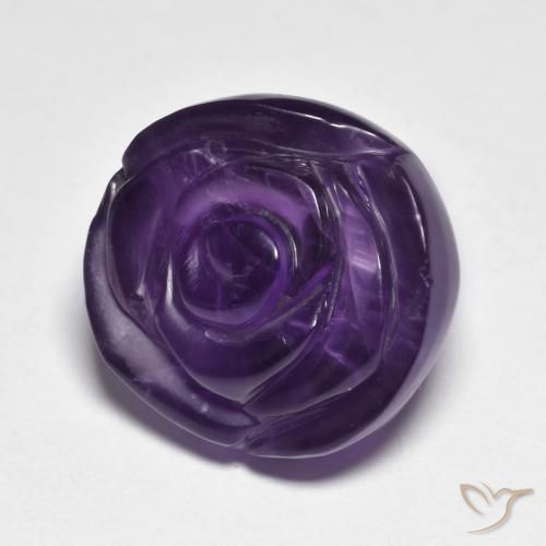 Amatista Violeta oscuro natural de 16.34 ct, Corte Flor, Translúcido