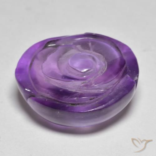 Amatista Violeta claro medio natural de 19.64 ct, Corte Flor, Translúcido