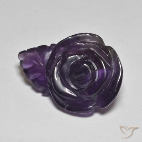 Amatista Violeta oscuro natural de 12.82 ct, Corte Flor, Translúcido