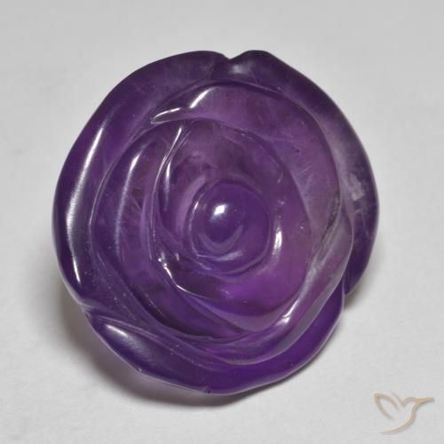 Amatista Violeta oscuro natural de 17.95 ct, Corte Flor, Translúcido