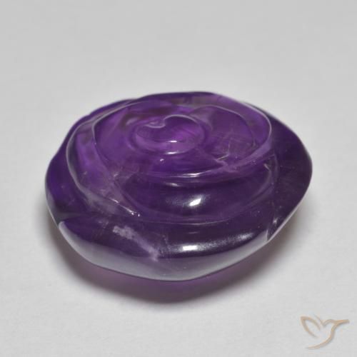 Amatista Violeta oscuro natural de 17.95 ct, Corte Flor, Translúcido