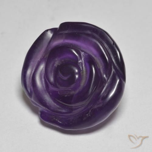 Amatista Violeta oscuro natural de 11.91 ct, Corte Flor, Translúcido