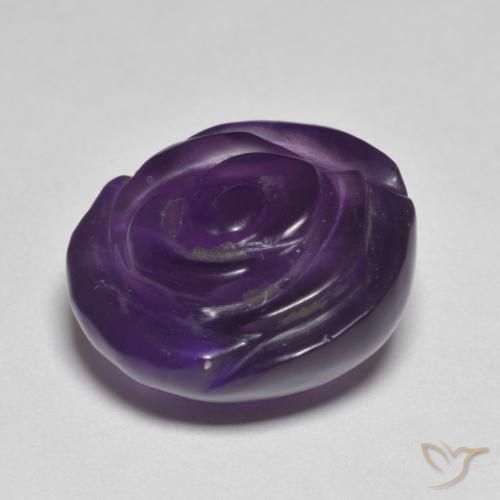 Amatista Violeta oscuro natural de 11.91 ct, Corte Flor, Translúcido