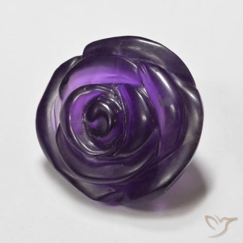 Amatista Violeta oscuro natural de 15.37 ct, Corte Flor, Translúcido