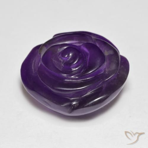 Amatista Violeta oscuro natural de 15.37 ct, Corte Flor, Translúcido