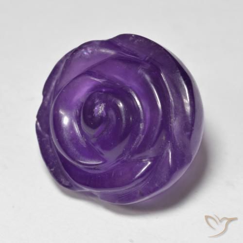 Amatista Violeta medio natural de 15.46 ct, Corte Flor, Translúcido
