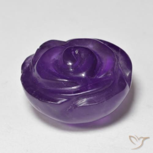 Amatista Violeta medio natural de 15.46 ct, Corte Flor, Translúcido
