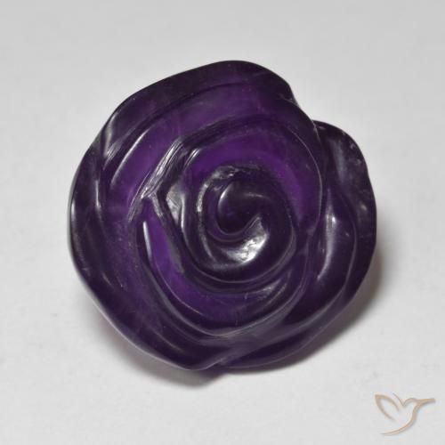Amatista Violeta medio natural de 15.76 ct, Corte Flor, Translúcido