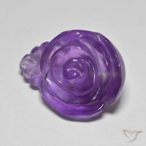 Amatista Violeta medio natural de 15.32 ct, Corte Flor, Translúcido
