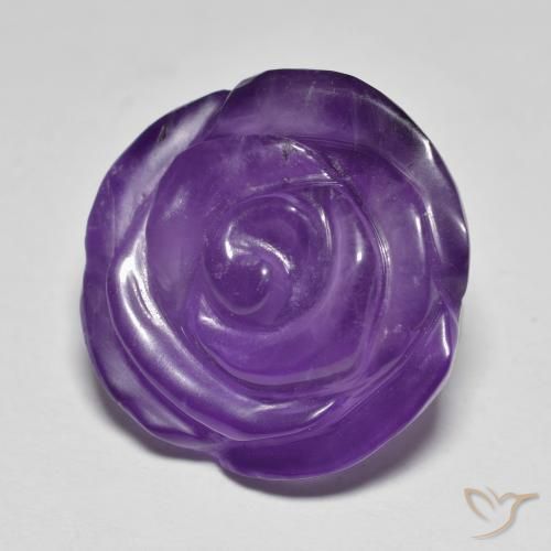 Amatista Violeta medio natural de 18.09 ct, Corte Flor, Translúcido