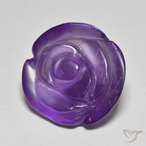 Amatista Violeta medio natural de 11.02 ct, Corte Flor, Translúcido