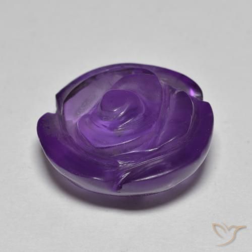 Amatista Violeta medio natural de 11.02 ct, Corte Flor, Translúcido
