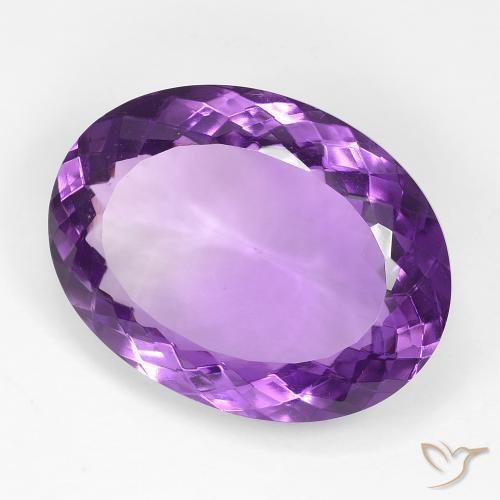 Amatista Violeta púrpura medio natural de 17.64 ct, Ovalada, VVS