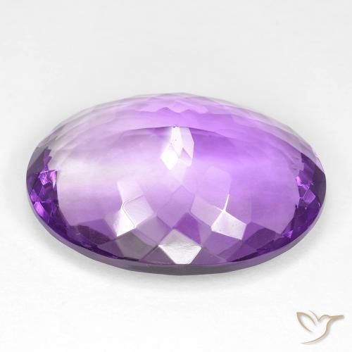 Amatista Violeta púrpura medio natural de 17.64 ct, Ovalada, VVS
