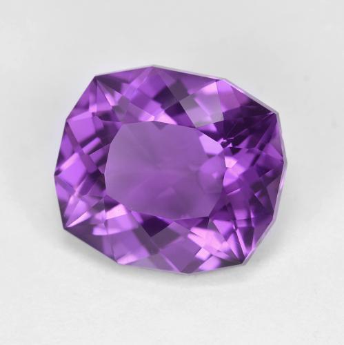Amatista Violeta medio natural de 5.71 ct, Corte Cojín, VVS-VS