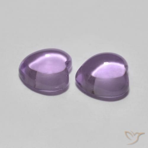 Gemas de Amatista Violeta claro medio natural de 1.72 ct, Corazón, Transparente