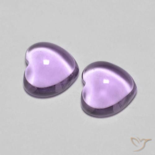 Gemas de Amatista Rosado violeta medio natural de 1.77 ct, Corazón, Transparente