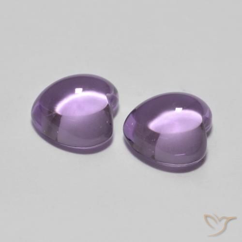 Gemas de Amatista Rosado violeta medio natural de 1.77 ct, Corazón, Transparente