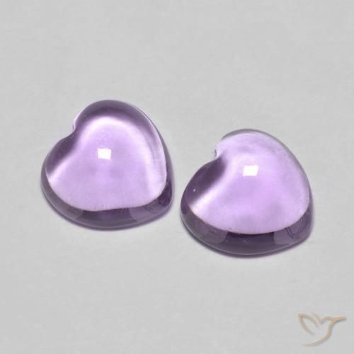 Gemas de Amatista Rosado violeta medio natural de 1.76 ct, Corazón, Transparente