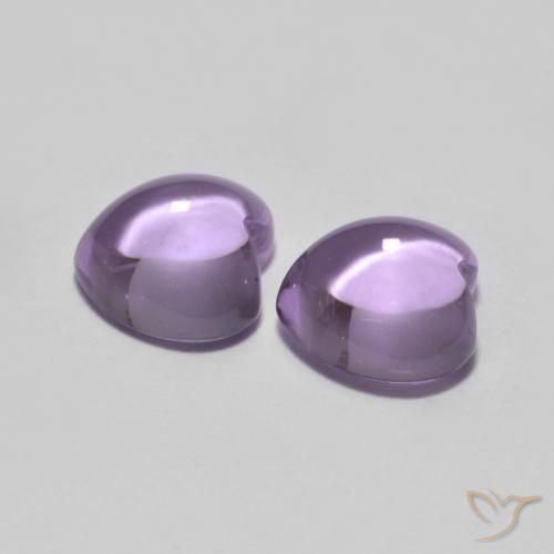 Gemas de Amatista Rosado violeta medio natural de 1.76 ct, Corazón, Transparente