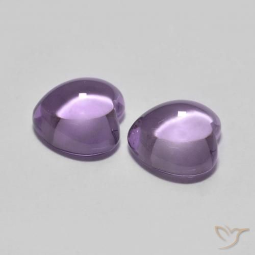 Gemas de Amatista Rosado violeta medio natural de 1.76 ct, Corazón, Transparente