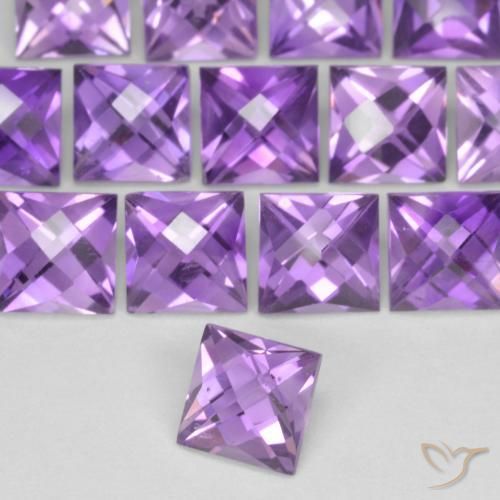 Amatista Violeta rosado natural de 0.67 ct, Cuadrado, VVS-VS