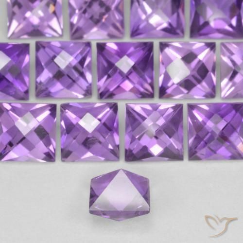 Amatista Violeta rosado natural de 0.67 ct, Cuadrado, VVS-VS