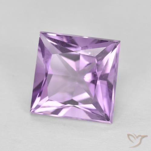 Amatista Violeta púrpura claro medio natural de 1.92 ct, Cuadrado, VVS-VS