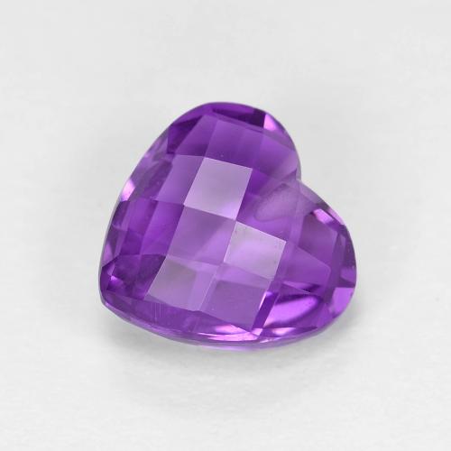Amatista Violeta vívido natural de 1.74 ct, Forma de corazón, VVS-VS